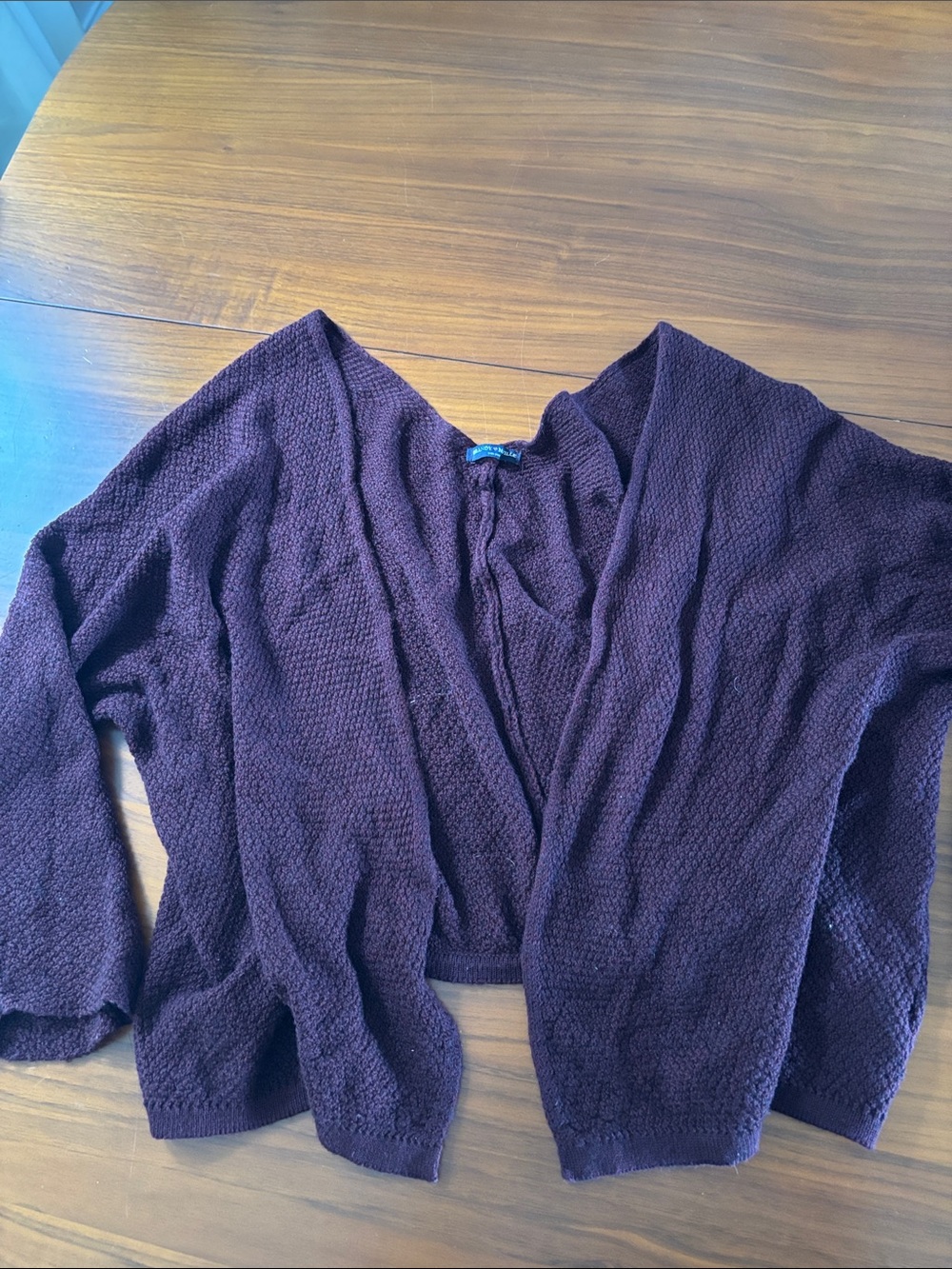 Brandy Melville Burgundy Open-Front Knit Cardigan